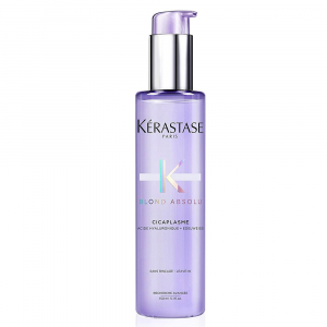 Kerastase Blond Absolu Ciclaplasme è un siero opalescente senza risciacquo, color lavanda, fortifica i capelli biondi, decolorati e grigi.